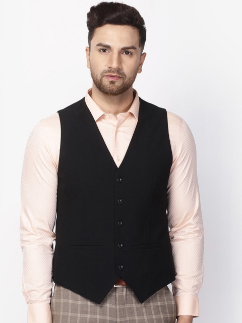 Blackberrys Men Black Solid Woven Waistcoat
