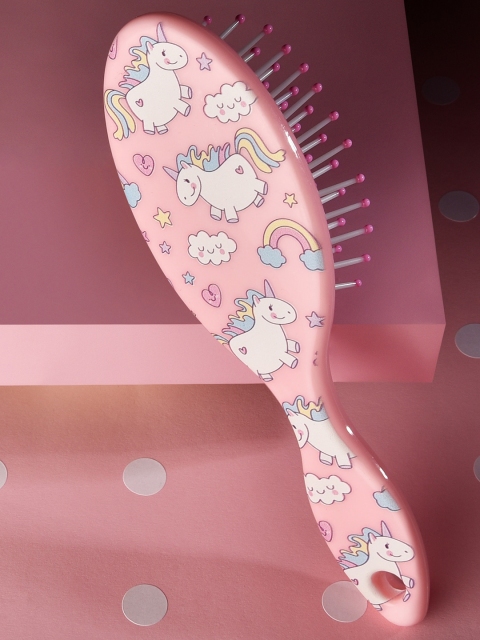 Toniq Kids Pink Magical Unicorn Printed Paddle Hair Brush OSXXIKHB02