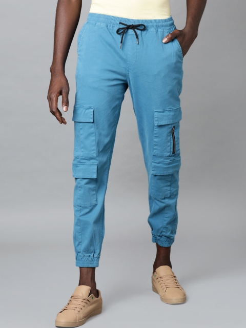 Blue Saint Men Blue Slim Fit Joggers Trousers