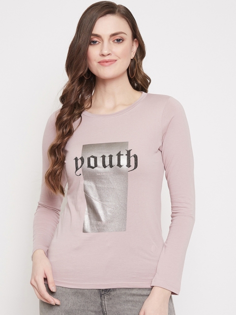 Madame Women Mauve & Black Regular Top