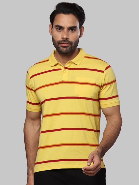 Next Look Men Yellow & Red Striped Polo Collar T-shirt