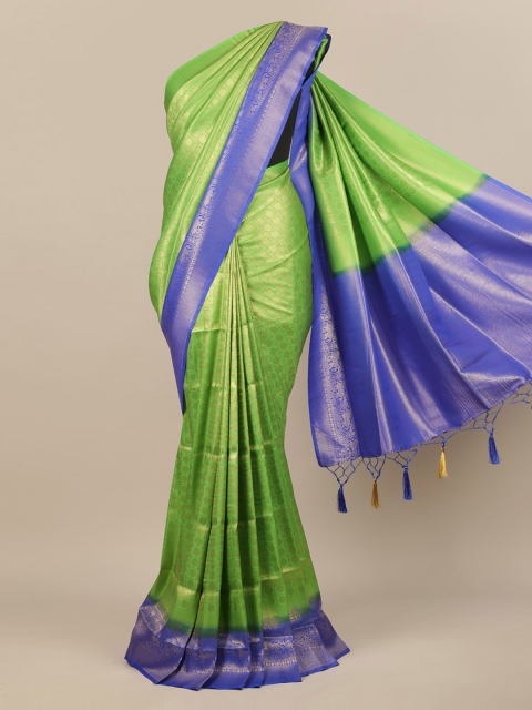 Pothys Green & Navy Blue Woven Design Zari Jute Silk Saree