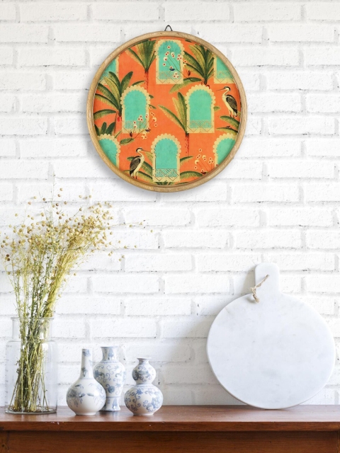India Circus by Krsnaa Mehta Orange & Green Round Wooden Heron's Palace Wall Decor Plate
India Circus by Krsnaa Mehta Orange & Green Round Wooden Heron's Palace Wall Decor Plate