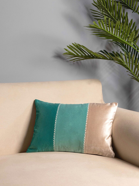 Pure Home and Living Turquoise Blue & Gold-Toned Colourblocked Rectangle Cushion Covers 
Pure Home and Living Turquoise Blue & Gold-Toned Colourblocked Rectangle Cushion Covers