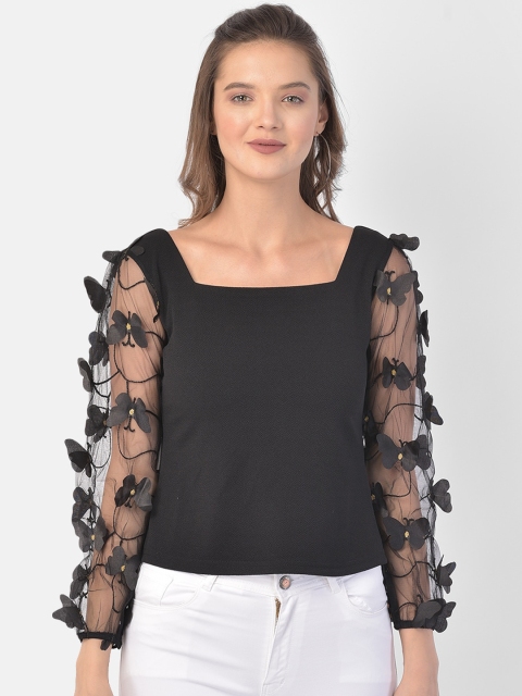 Eavan Black Self Design Top