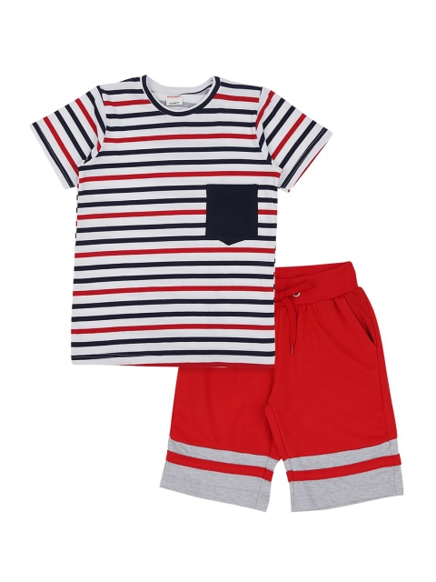 RAINE AND JAINE Boys Grey & Red Striped T-shirt with Shorts