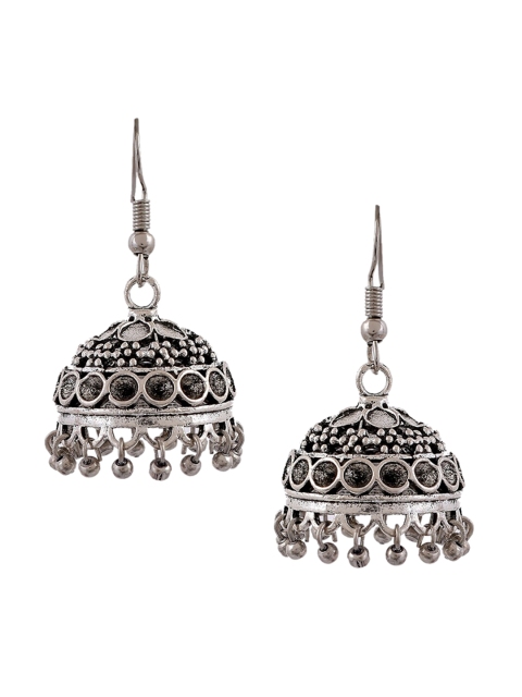 Silvermerc Designs Silver Dome Shaped Oxidised Drop Earrings