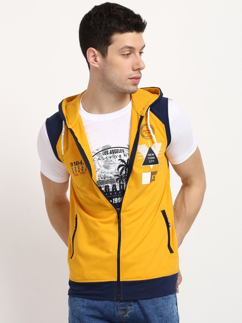 V2 Value & Variety Men Mustard Yellow Printed T-shirt