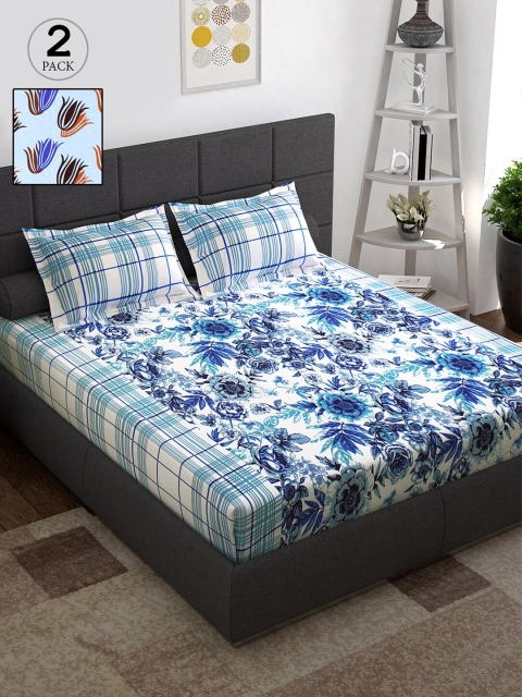 Story@home Pack of 2 Floral 152 TC Cotton 2 Queen Bedsheet with 4 Pillow Covers, White
Story@home Pack of 2 Floral 152 TC Cotton 2 Queen Bedsheet with 4 Pillow Covers, White