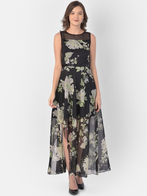 Eavan Black Floral Chiffon Maxi Dress