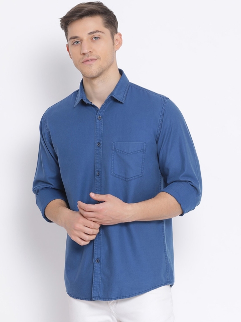 Richlook Men Blue Slim Fit Solid Casual Shirt