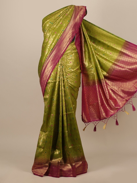 Pothys Olive Green Woven Design Jute Silk Saree