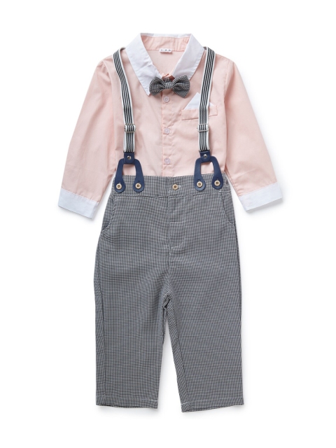 Like A Boss Boys Pink & Black Shirt with Trousers & Suspender