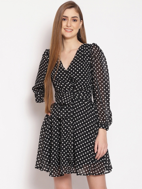Oxolloxo Black Printed Fit & Flare Dress
