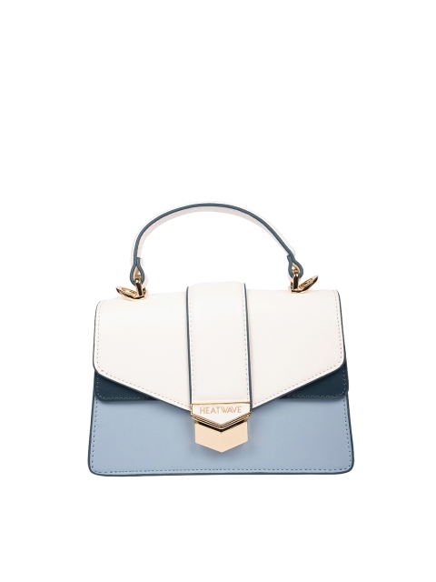 HEATWAVE Blue & White Colourblocked Envelope Clutch
