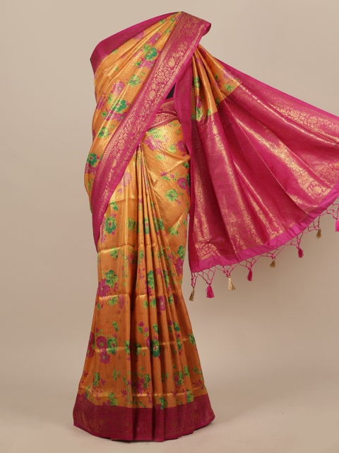 Pothys Orange Woven Design Jute Silk Saree