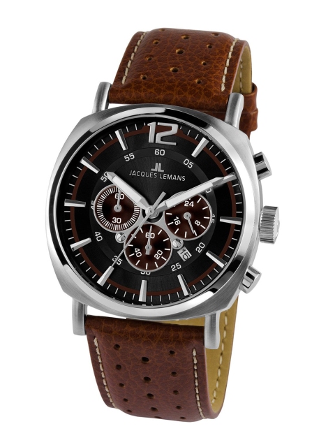 Jacques Lemans Men Brown Leather Analogue Watch 1-1645C-