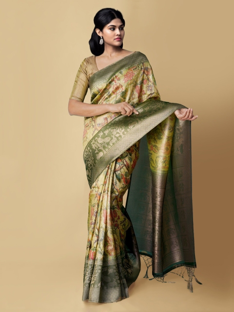 Unnati Silks Green & Red Floral Zari Silk Cotton Banarasi Handloom Sustainable Saree
Unnati Silks Green & Red Floral Zari Silk Cotton Banarasi Handloom Sustainable Saree