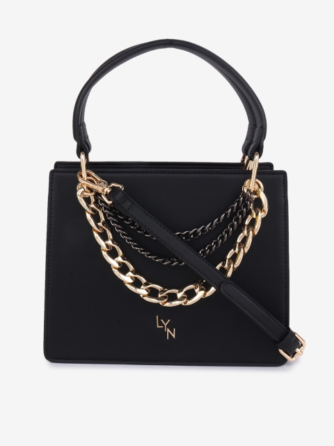 LYN Black Solid Handheld Bag
