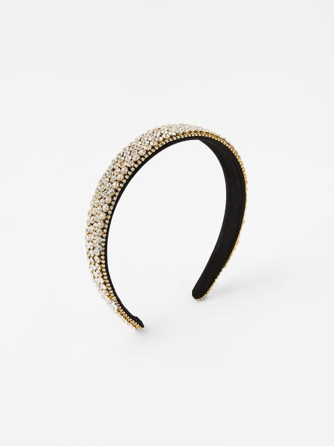 Accessorize Women Black & Gold Embellished Hairband