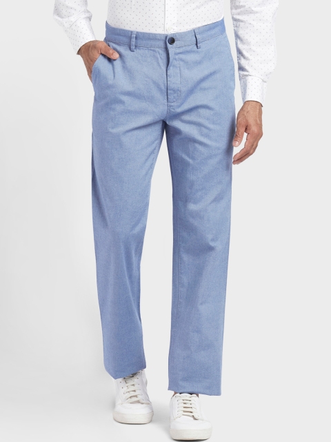 ColorPlus Men Blue Tapered Fit Regular Trousers