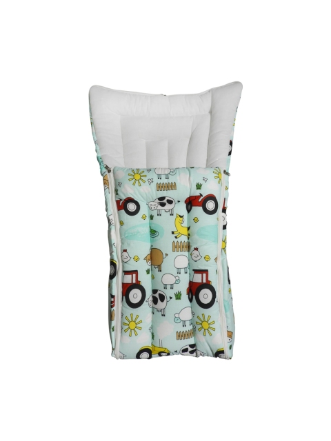 PINKBUNNY Infant Kids Green & White Printed Sleeping Bed Matt
