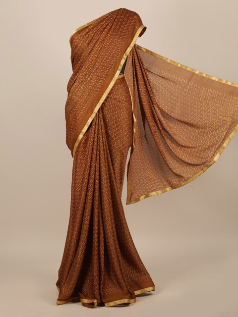 Pothys Brown & Gold Ethnic Motifs Saree