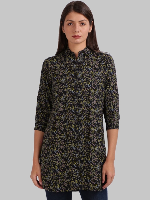 Parx Women Black & YellowPrinted Regular Fit Casual Shirt