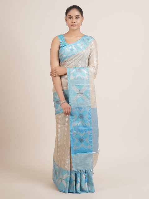 Pothys Cream Ethnic Motifs Zari Art Silk Saree