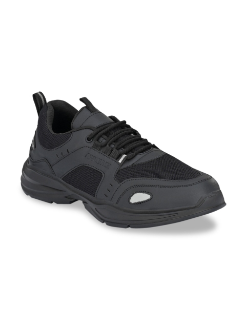 AfroJack Men Black Woven Design Nubuck Casual Sneakers