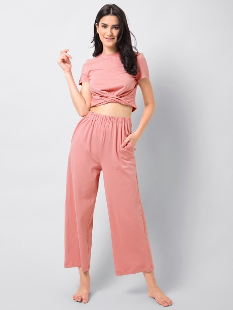 FabAlley Women Peach-Coloured Night Suit
