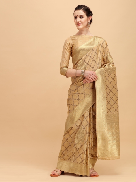 House of Pataudi Beige & Golden Ethnic Motifs Zari Woven Silk Blend Traditional Saree
House of Pataudi Beige & Golden Ethnic Motifs Zari Woven Silk Blend Traditional Saree