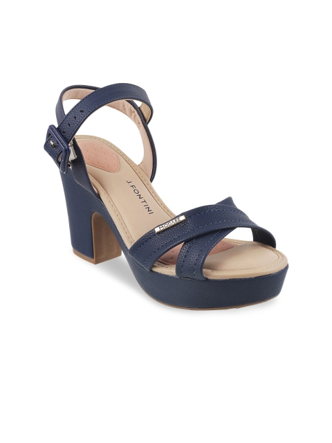 J.FONTINI Women Blue Solid Block Heels