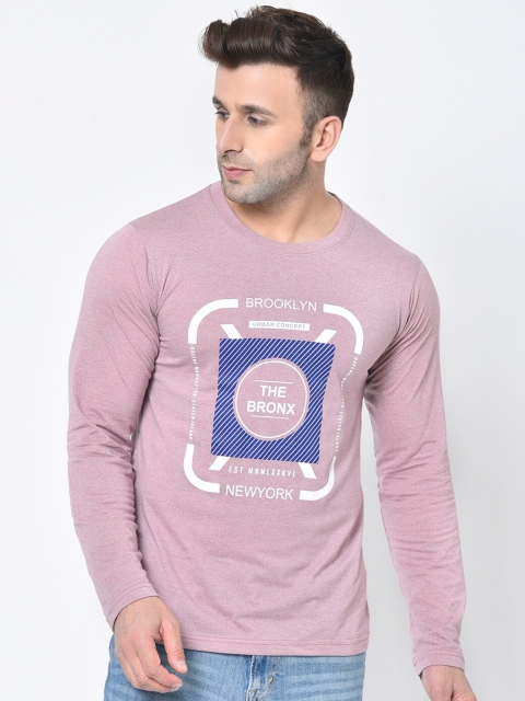 Chkokko Men Pink Typography Printed Cotton T-shirt