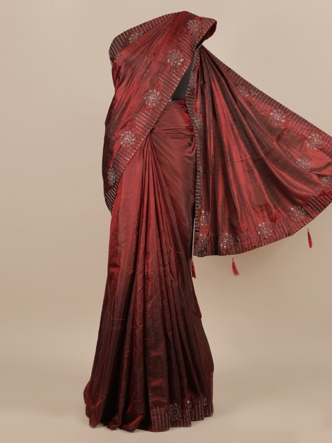 Pothys Maroon Jute Silk Saree