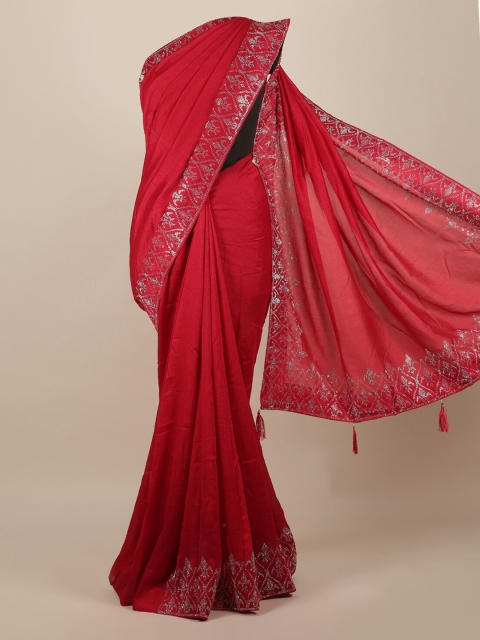 Pothys Red Jute Silk Saree