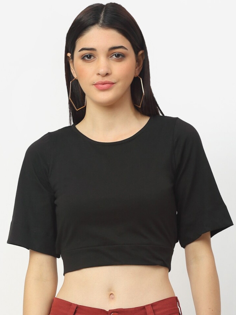 Rigo Black Cotton Regular Crop Top
