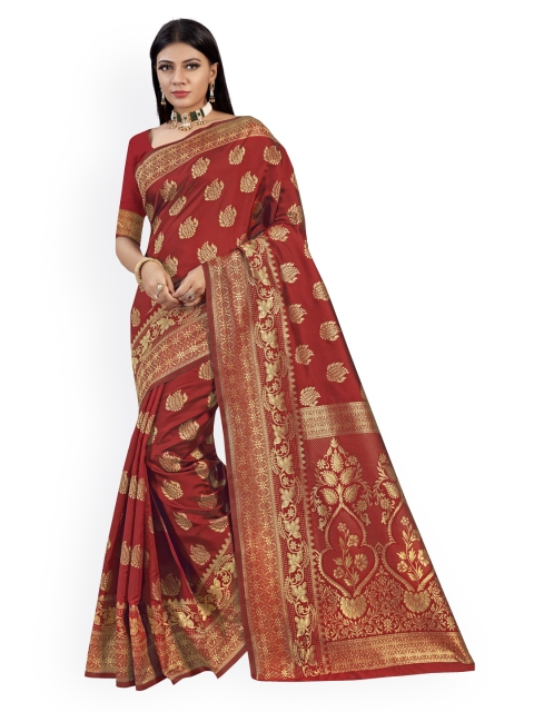 KALINI Red Woven Design Embroidered Heavy Work Banarasi Saree