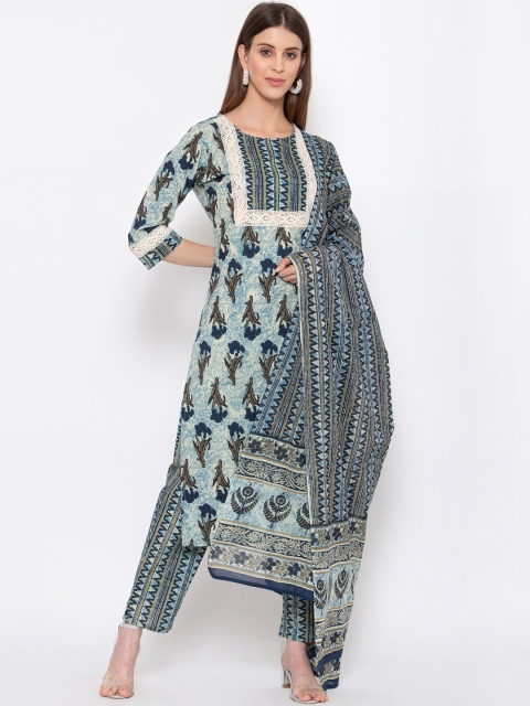 Yuris Women Blue Ethnic Motifs Printed Pure Cotton Kurta with Trousers & With Dupatta
Yuris Women Blue Ethnic Motifs Printed Pure Cotton Kurta with Trousers & With Dupatta