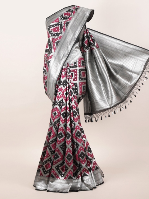 Pothys Black & Pink Ethnic Motifs Zari Pure Silk Saree