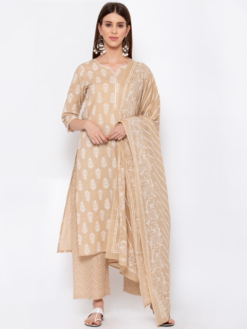 Yuris Women Brown Printed Regular A-Line Pure Cotton Kurta with Palazzos & With Dupatta
Yuris Women Brown Printed Regular A-Line Pure Cotton Kurta with Palazzos & With Dupatta