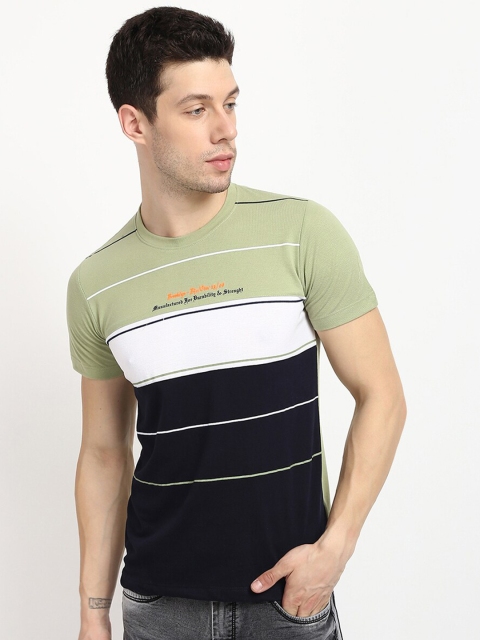 V2 Value & Variety Men Green & Black Colourblocked T-shirt