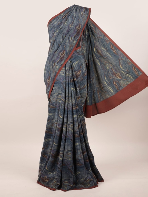 Pothys Blue Pure Crepe Saree