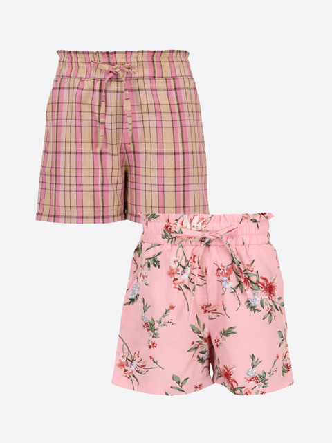 CUTECUMBER Girls Pack of 2 Multicoloured Floral Printed Mid-Rise Regular Shorts, Multi
CUTECUMBER Girls Pack of 2 Multicoloured Floral Printed Mid-Rise Regular Shorts, Multi