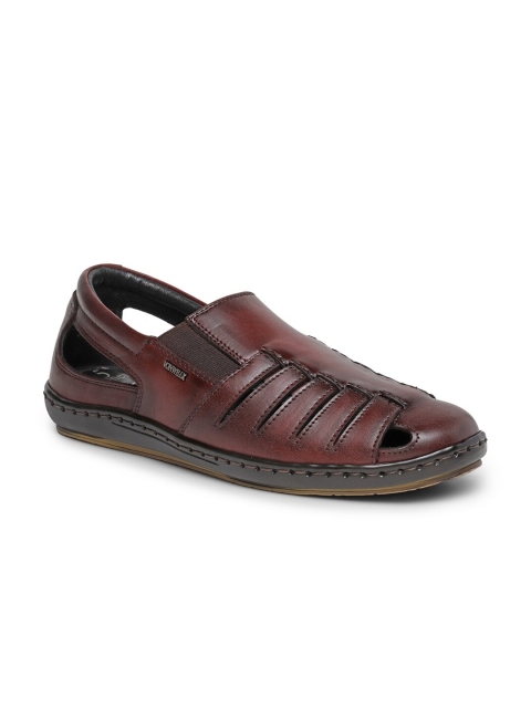 VON WELLX GERMANY Men Burgundy Leather Shoe-Style Sandals