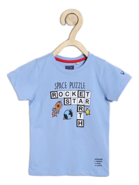 Allen Solly Junior Boys Blue Typography Printed T-shirt