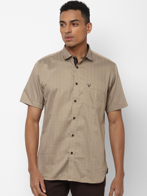 Allen Solly Men Beige Slim Fit Checked Casual Shirt