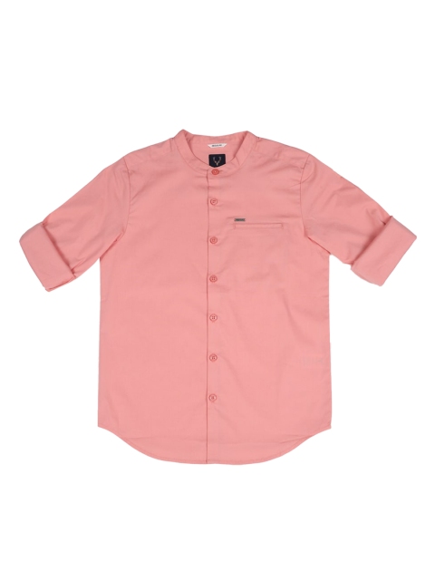 Allen Solly Junior Boys Pink Regular Fit Solid Casual Shirt