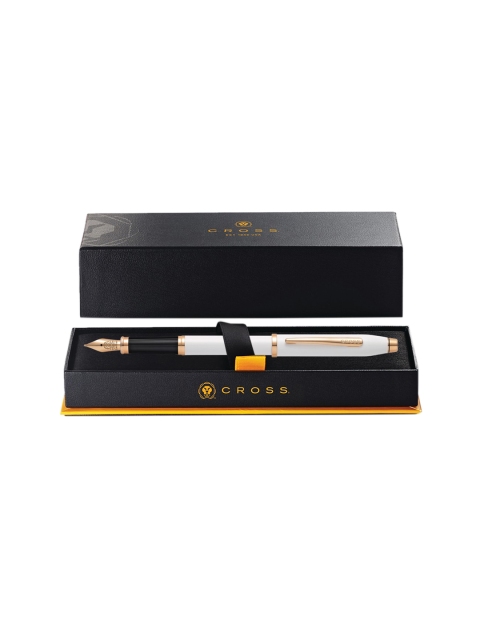 Cross White & Gold-Toned Century II Pearlescent Lacquer PVD Fountain Pen with Box