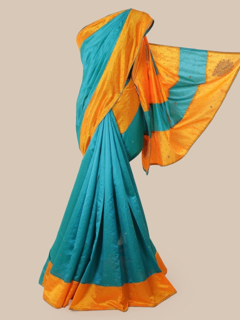 Pothys Blue Embellished Art Silk Saree